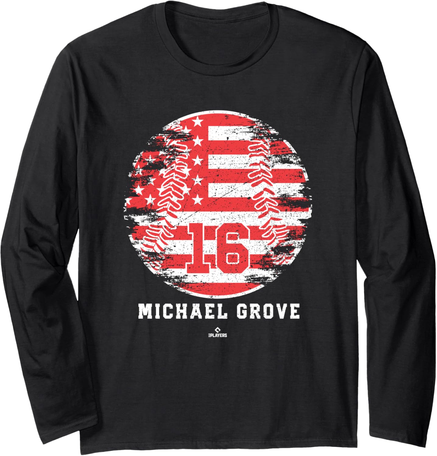 Vintage Baseball Flag Michael Grove Los Angeles MLBPA Long Sleeve