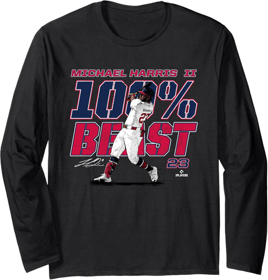 100% Beast Michael Harris II Atlanta MLBPA Long Sleeve