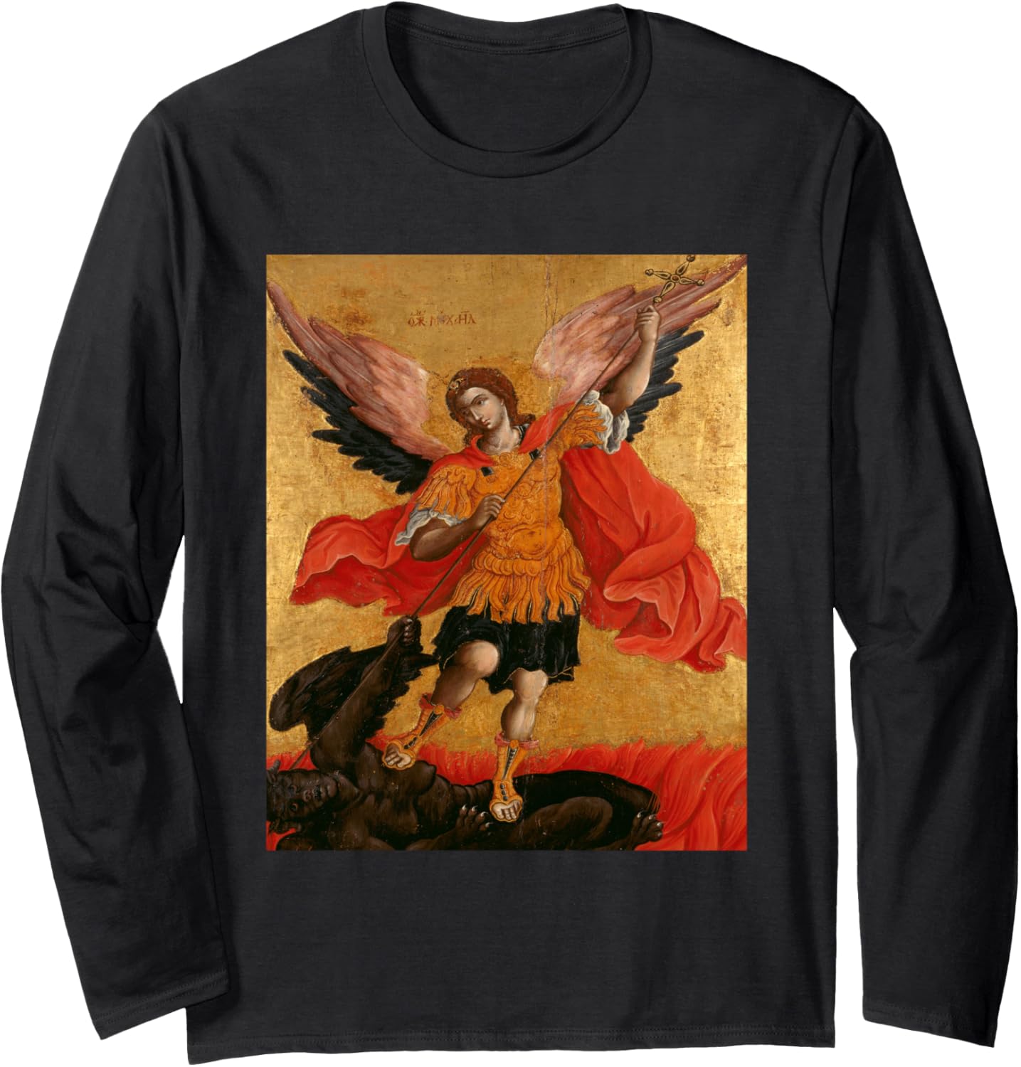 Archangel Michael by Theodoros Poulakis Long Sleeve