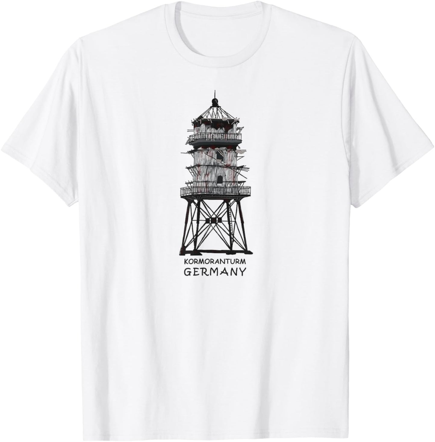 Cormorant Tower, Wadden Sea, Germany, Lost Places Drawing