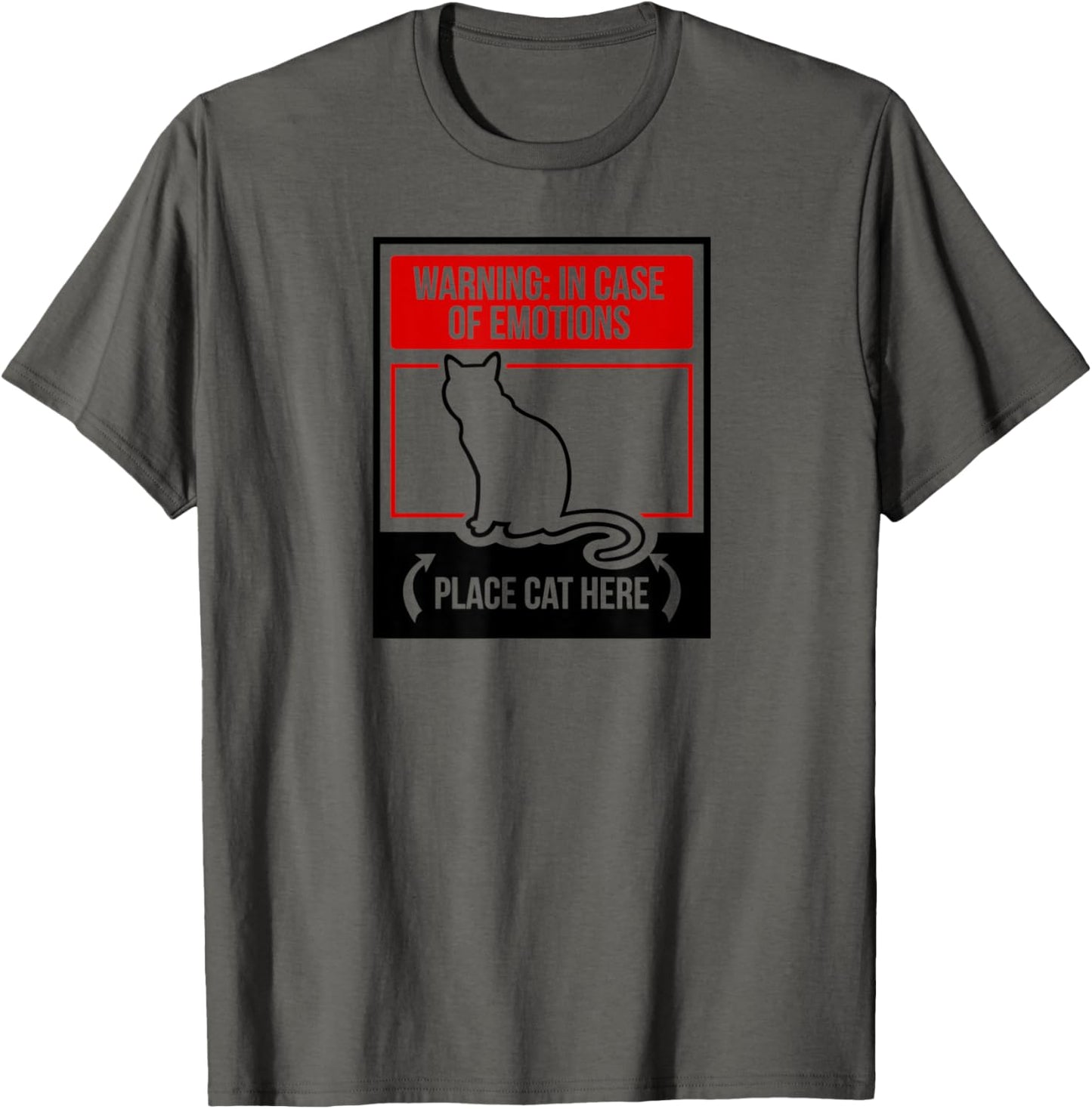 Warning: In Case Of Emotions Place Cat Here T-Shirt for Men Women Kids