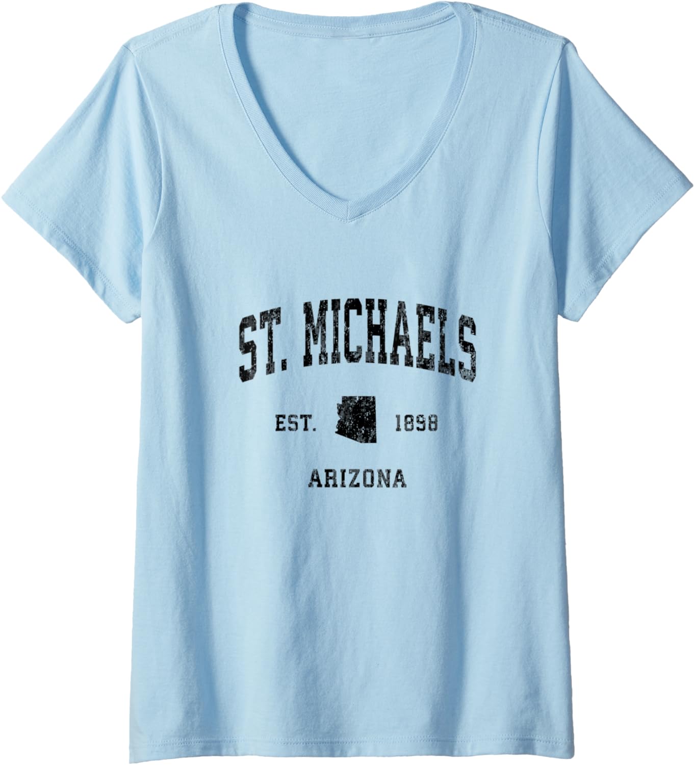 Womens St. Michaels Arizona AZ Vintage Athletic Black Sports Design V-Neck