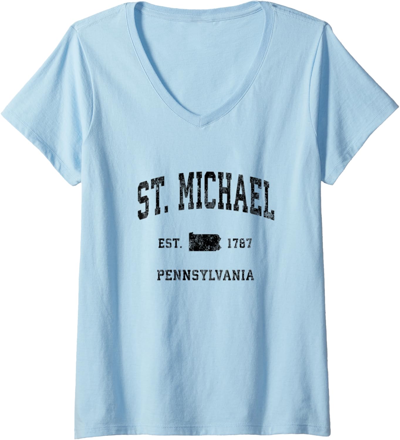 Womens St. Michael Pennsylvania PA Vintage Athletic Black Sports De V-Neck