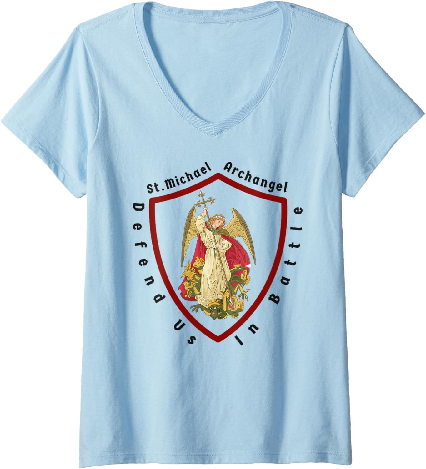 Womens Saint Michael the archangel, defend us in battle V-Neck