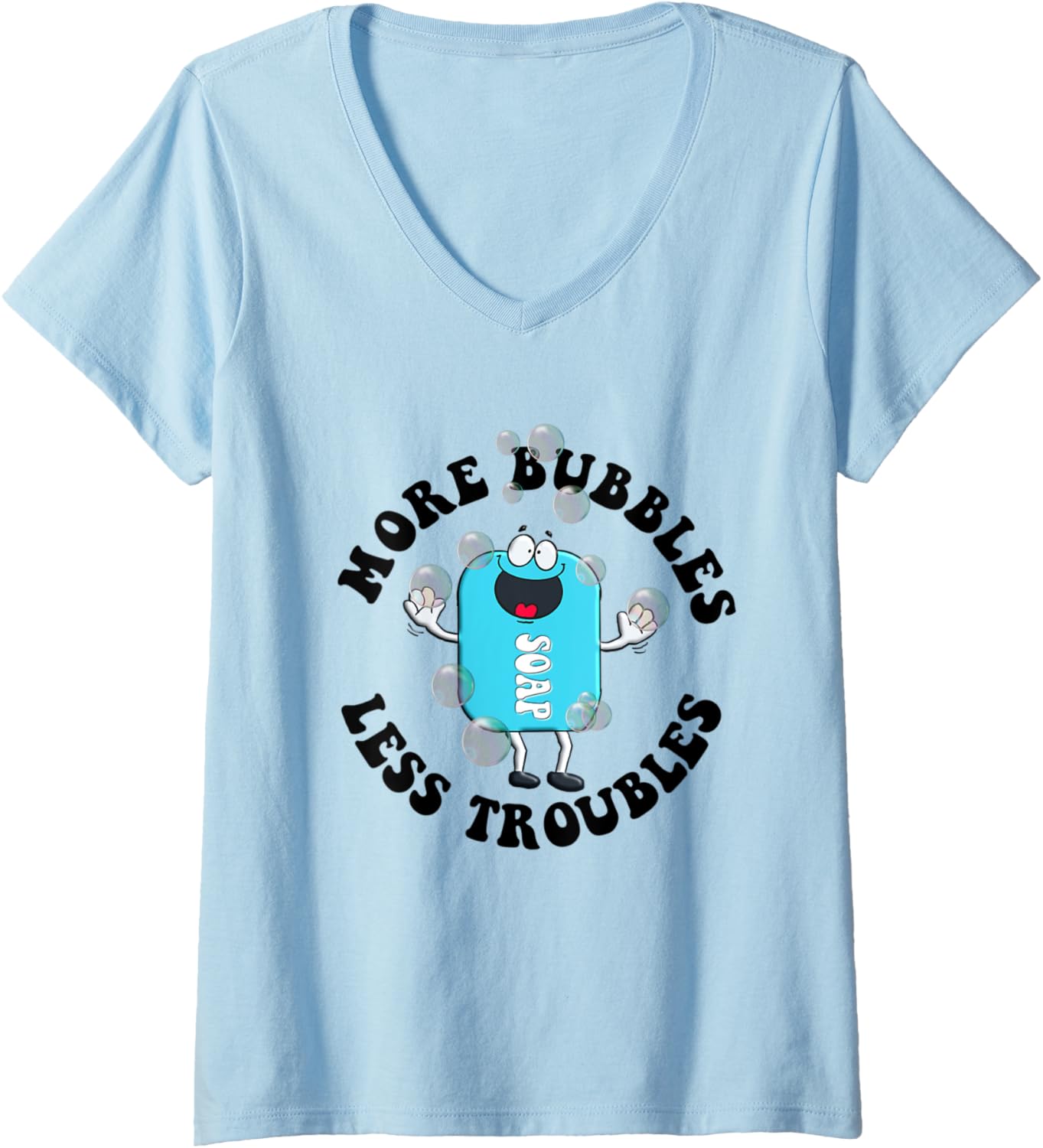 Womens Soap Making Funny More Bubbles Less Troubles Soap Maker V-Neck