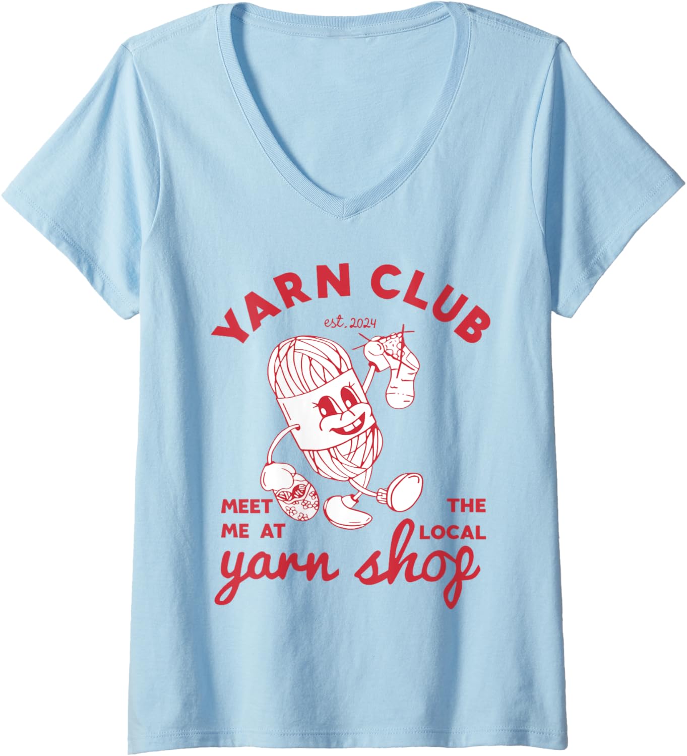Womens Yarn Club Meet Me At The Local Yarn Crochet Crocheting V-Neck