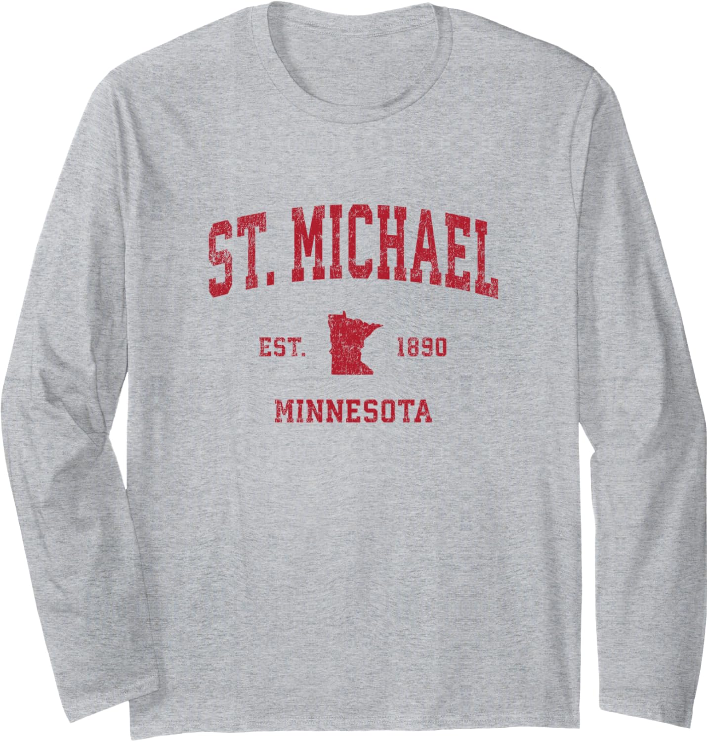 St. Michael Minnesota MN Vintage Sports Design Red Print Long Sleeve