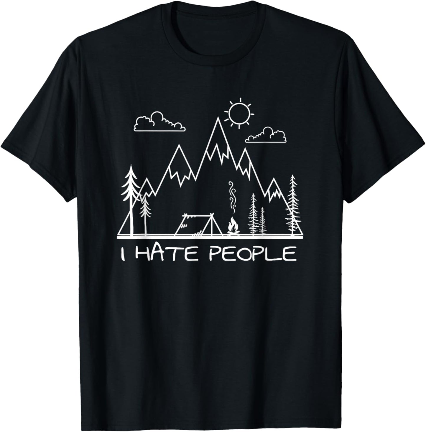 Funny I Hate People Camp Tent & Fireplace Camping Tshirt