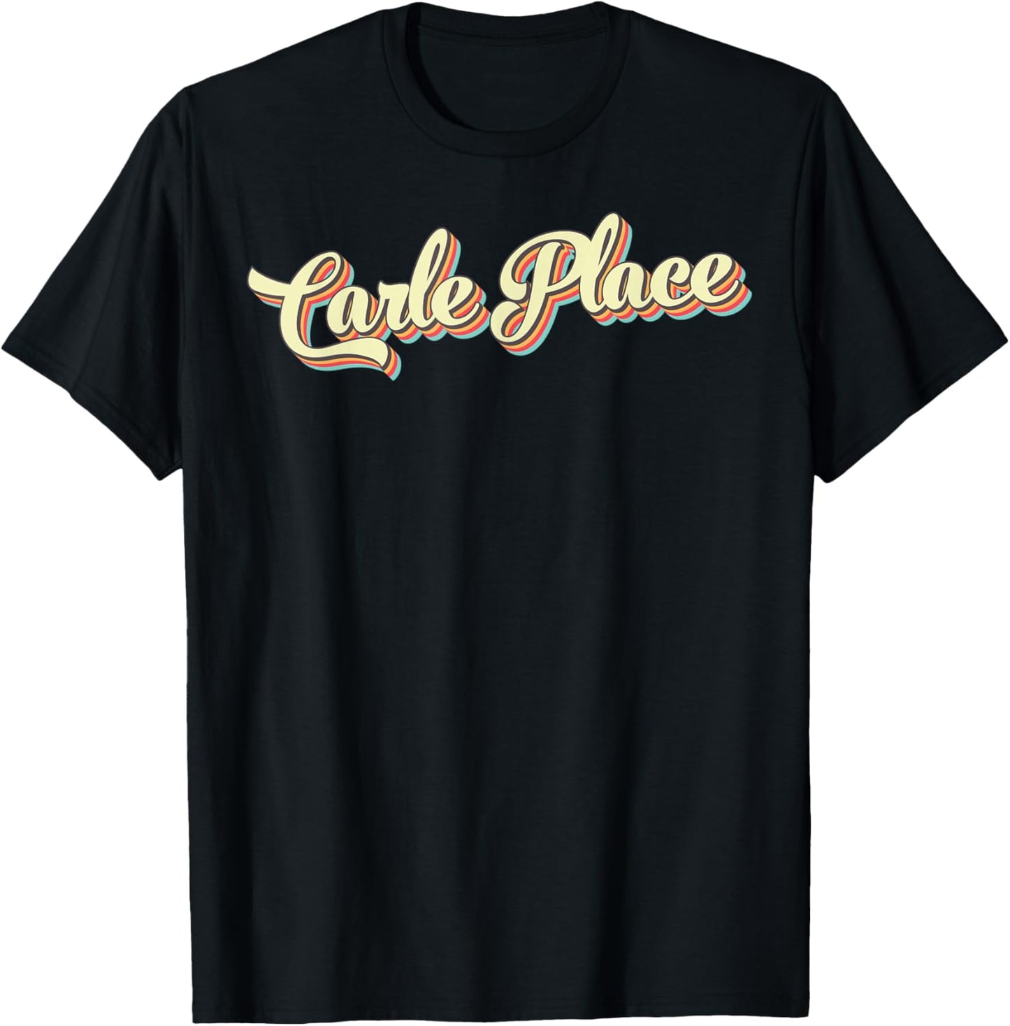 Carle Place TShirt Retro Art Baseball Font Vintage