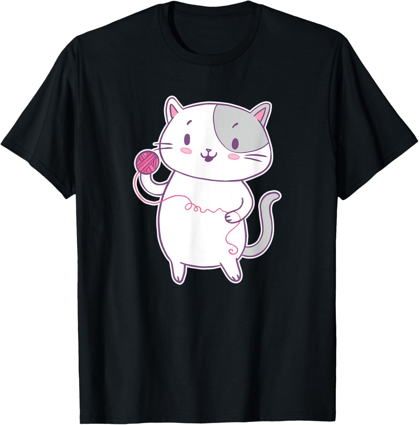 Cute Cat Playing With Yarn Pet Men Women Kids