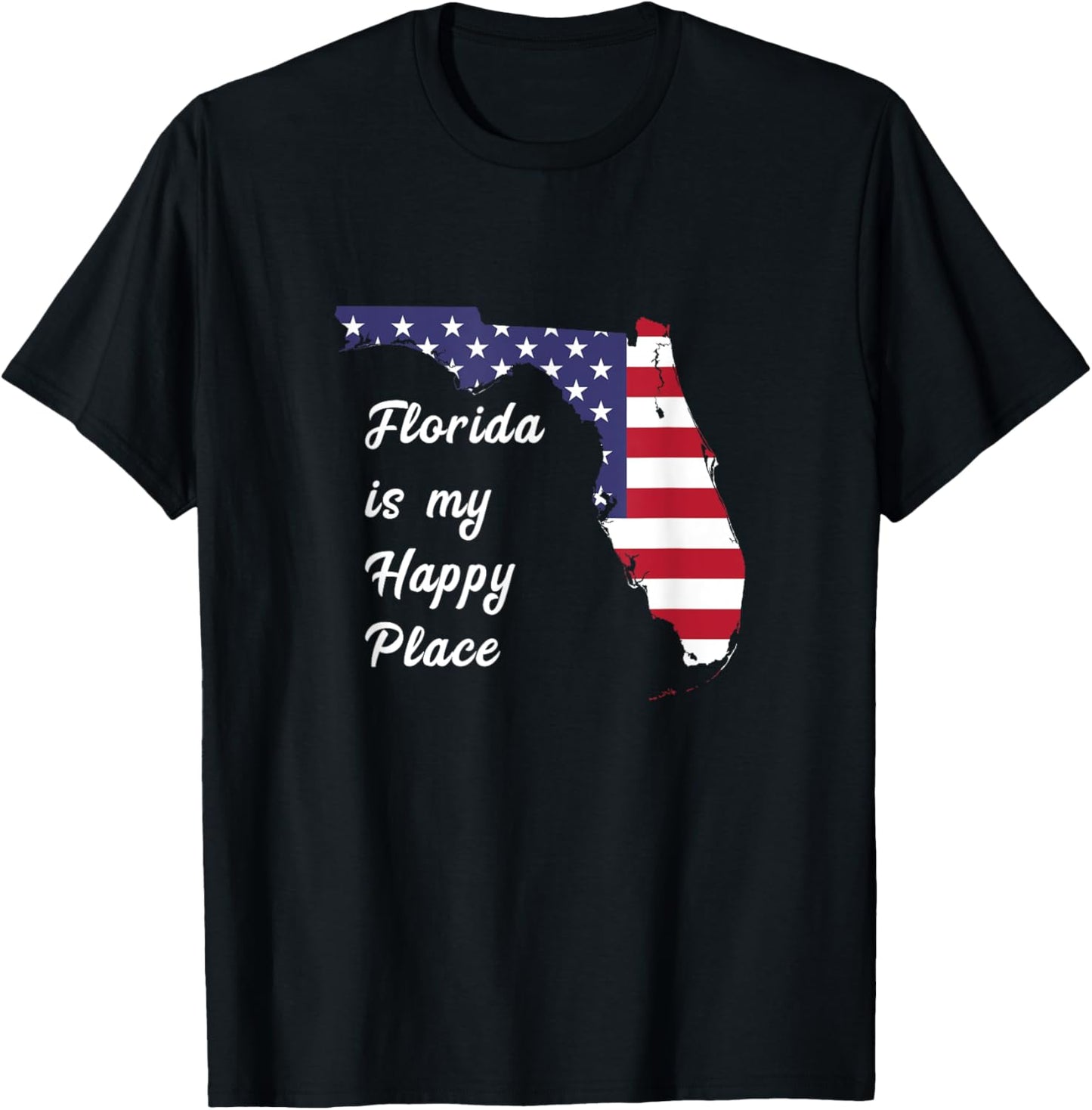 Florida Is My Happy Place FL State USA American Flag T-Shirt for Women Kids Men