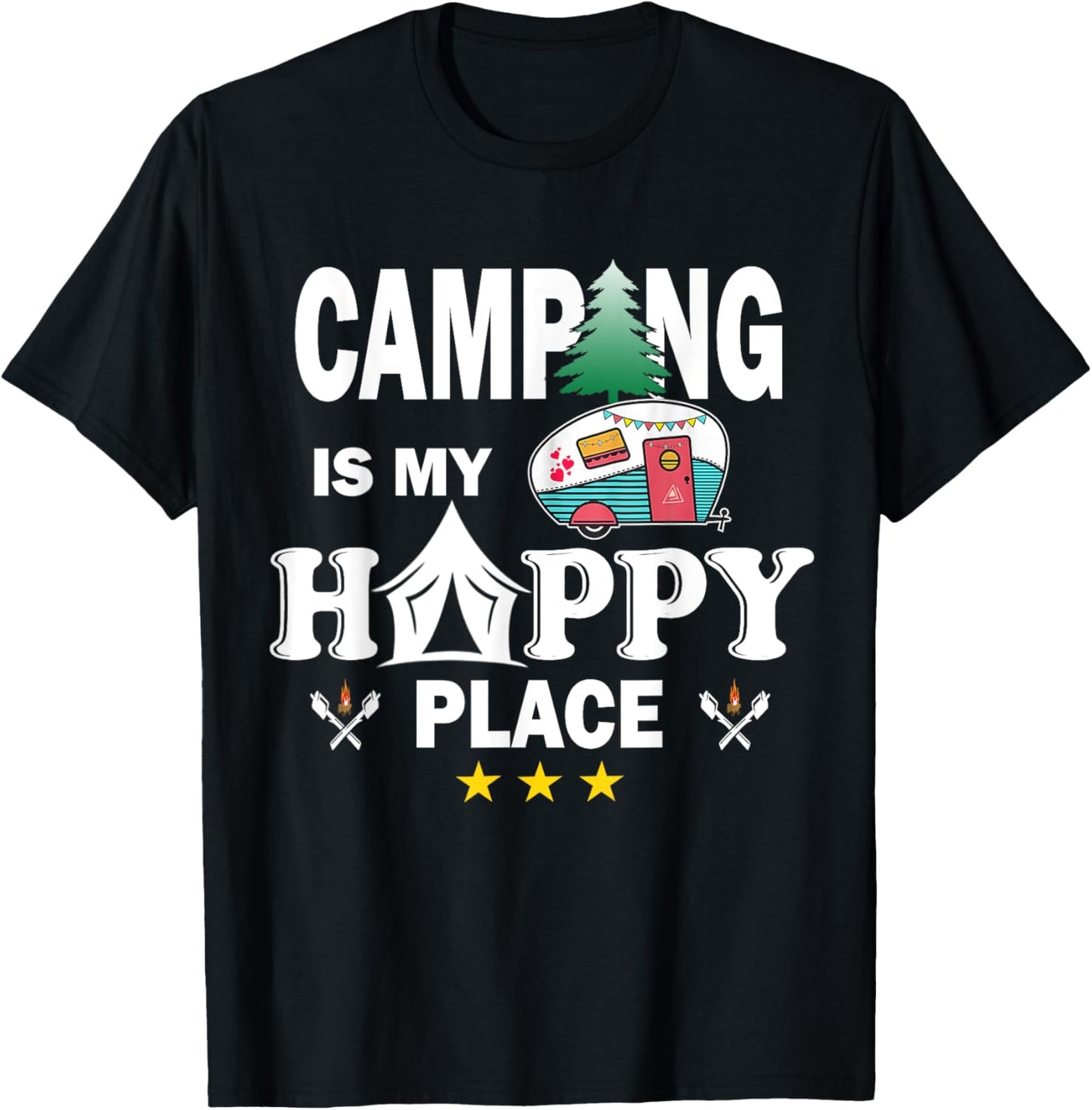 Camping is My Happy Place Funny Outdoor Camping