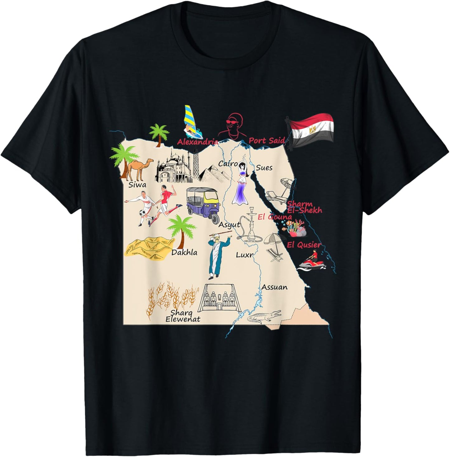 Egypt map with the major cities, Tourist places, attractions