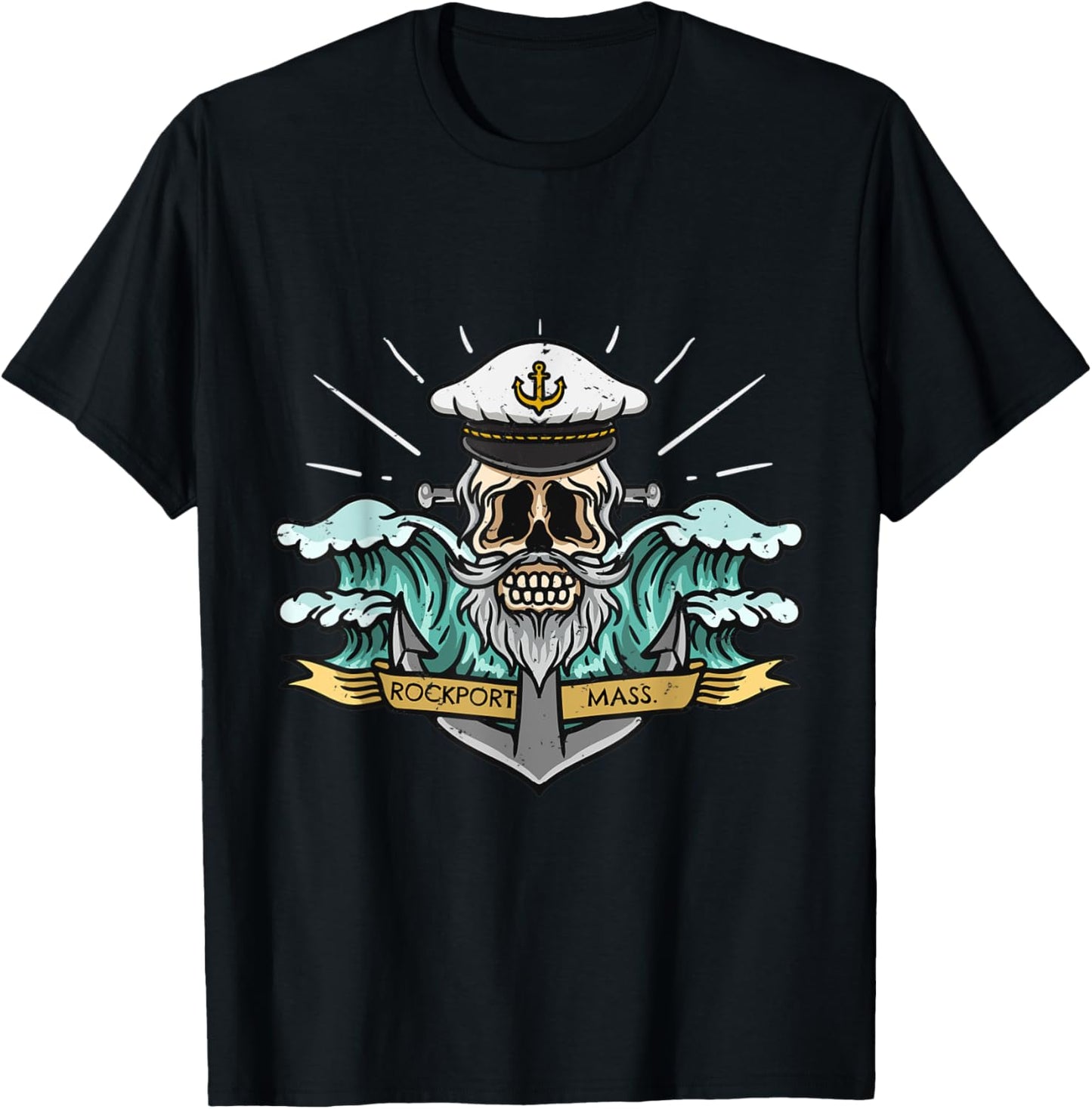 Rockport Beach Texas Sea Captain Pirate Skull Nautical T-Shirt for Men Women Kids