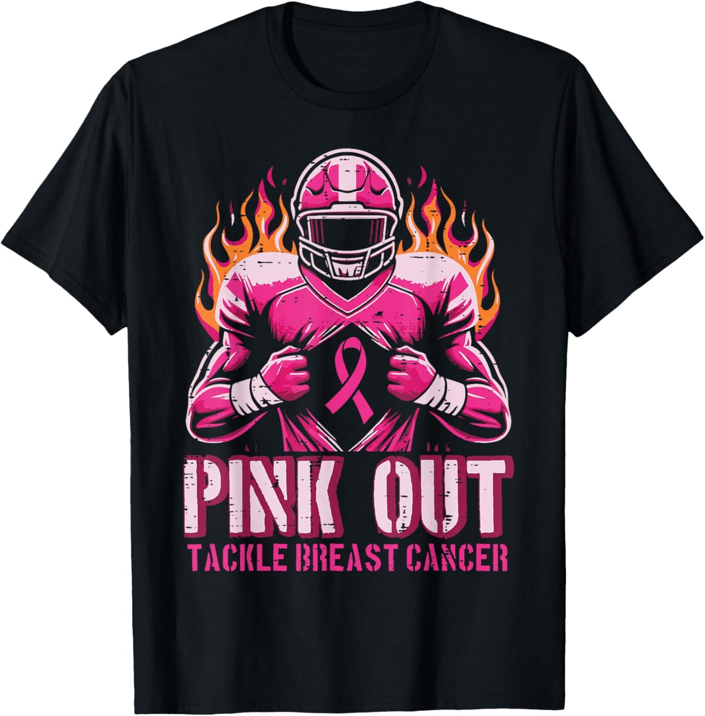 Pink Out Tackle Breast Cancer Football Aware Men Boys Kids