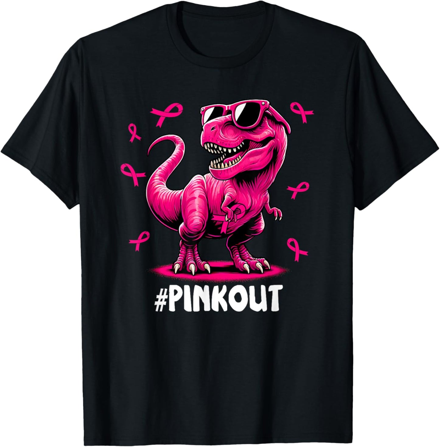 Pink Out Breast Cancer Dinosaur Ribbon Boy Girl Kid