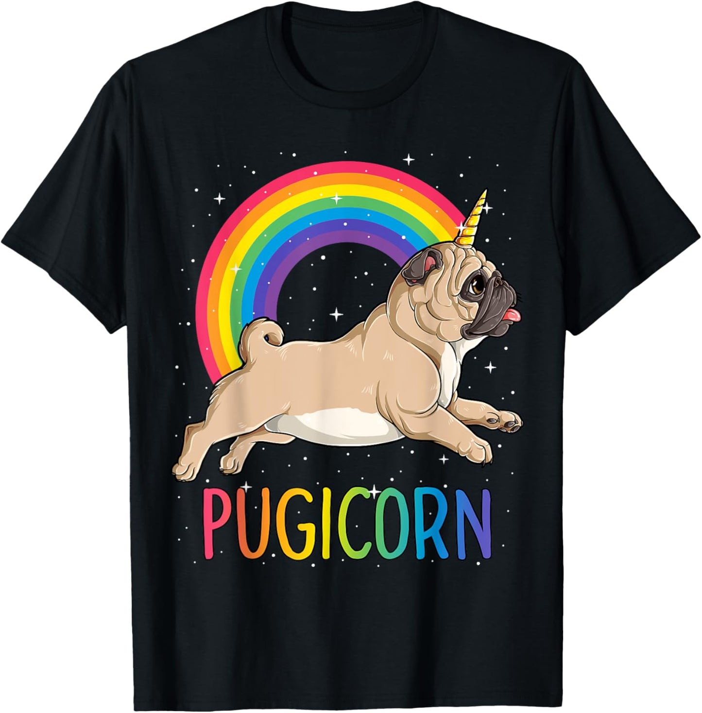 Pugicorn Pug Unicorn T shirt Girls Kids Space Galaxy Rainbow