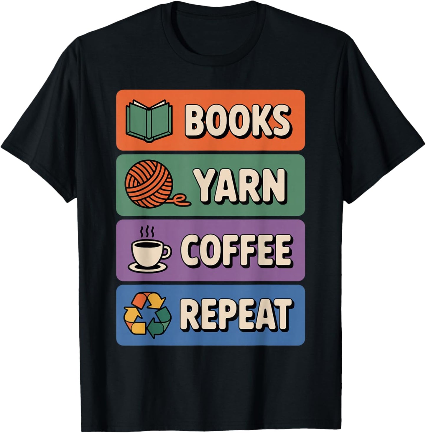Books Yarn Coffee Repeat Crocheter Funny Crocheting
