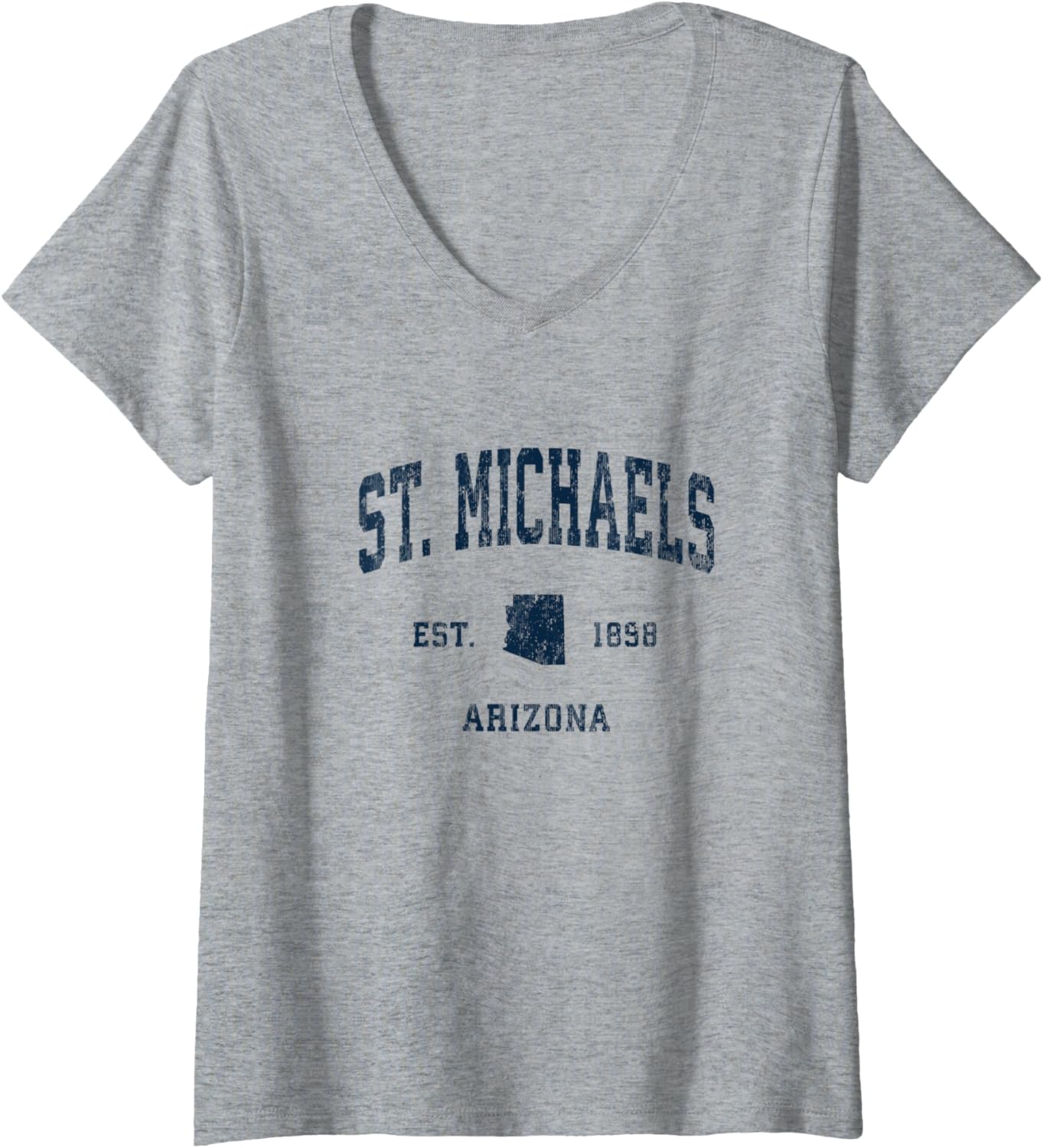 Womens St. Michaels Arizona AZ Vintage Athletic Navy Sports Design V-Neck