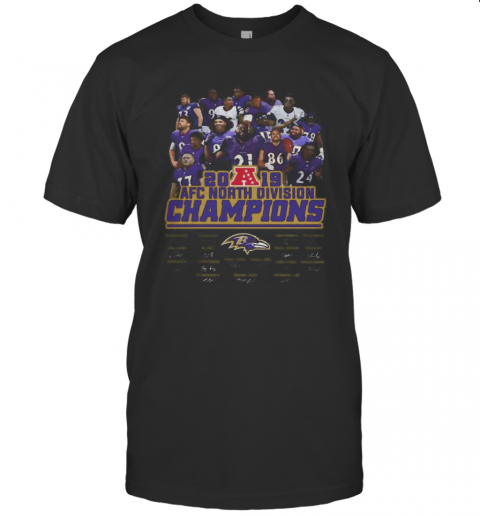 Baltimore Ravens Football 2019 Afc North Division Champions Signatures T Shirt