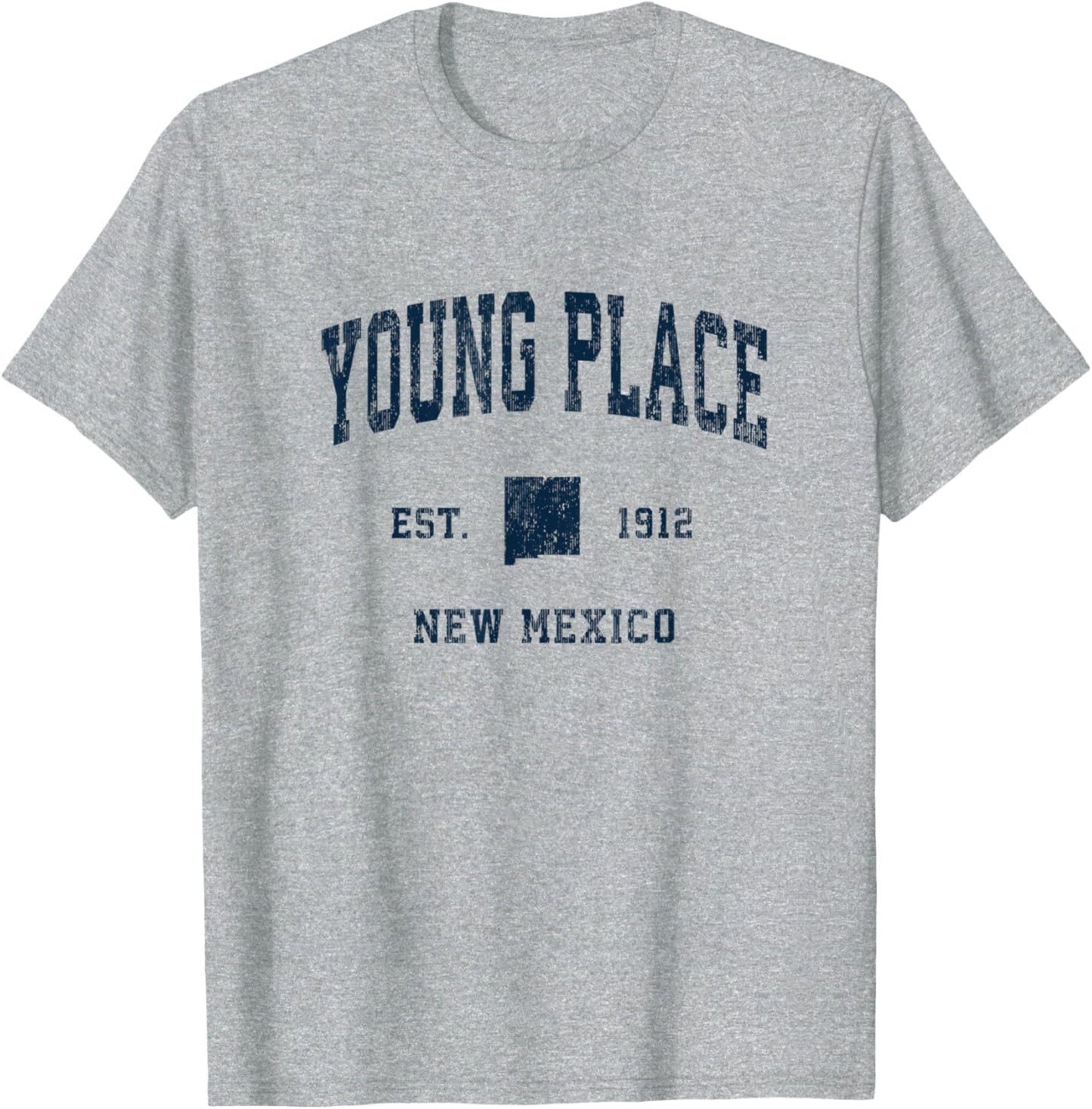 Young Place New Mexico NM Vintage Athletic Navy Sports Desig