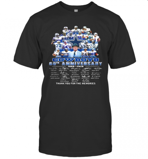 Dallas Cowboys Football Team 60Th Anniversary 1960 2020 Thank You For The Memories Signatures T Shirt