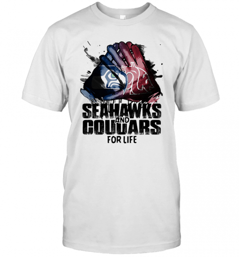 Seattle Seahawks And Washington State Cougars For Life Art T Shirt