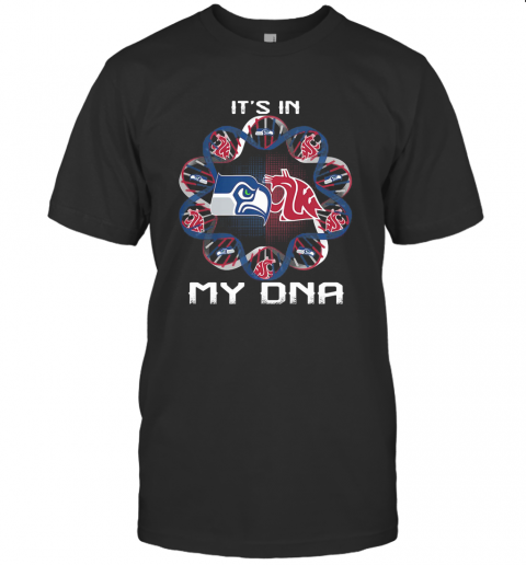 Seattle Seahawks And Washington State Cougars Heart It'S In My Dna T Shirt