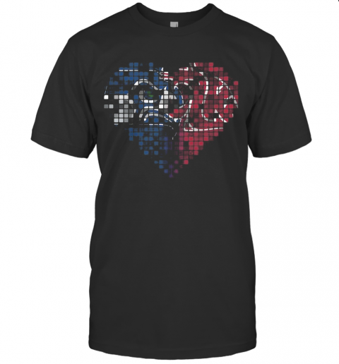 Seattle Seahawks And Washington State Cougars Heart Puzzle T Shirt