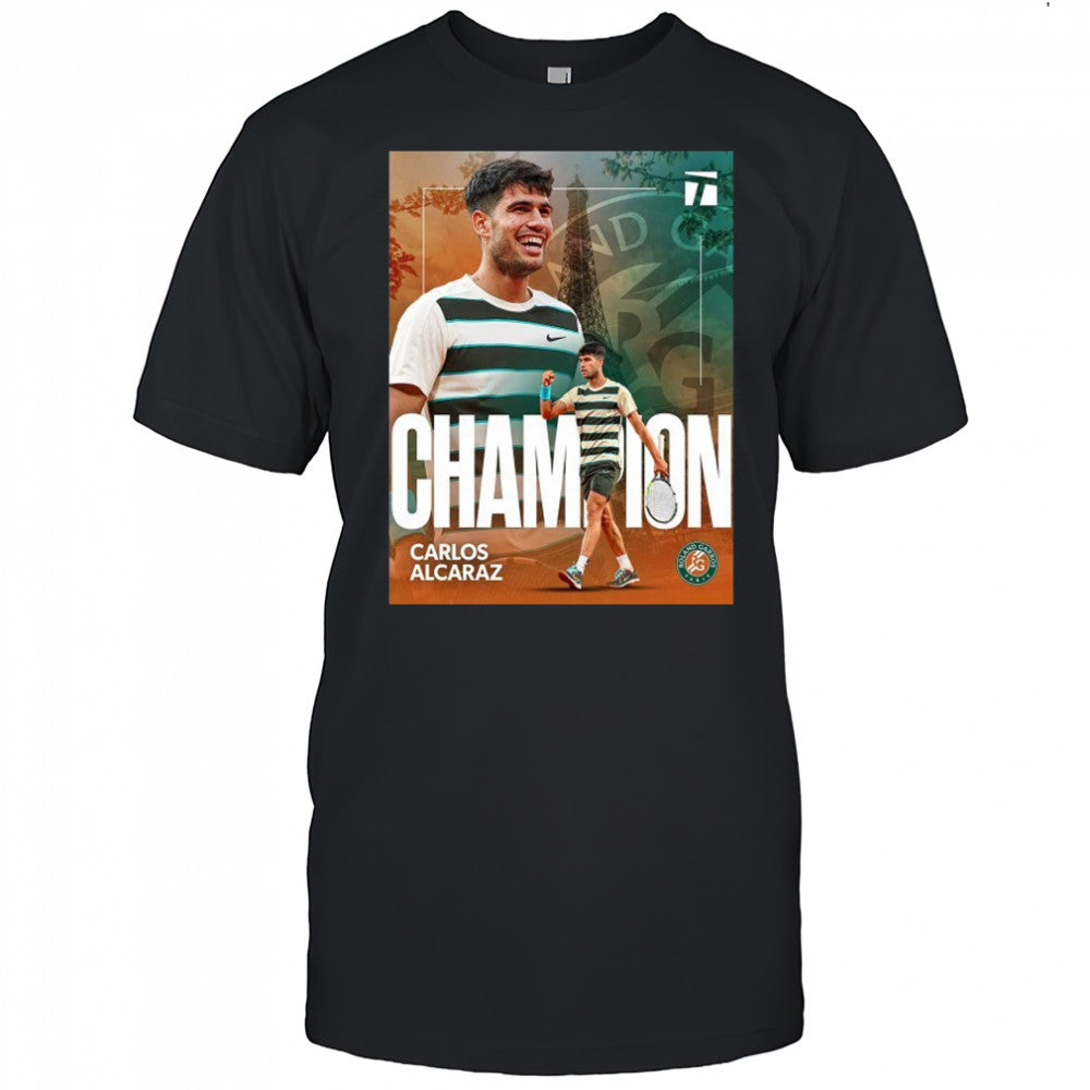 Carlos Alcaraz Roland Garros 2025 Champions T Shirt