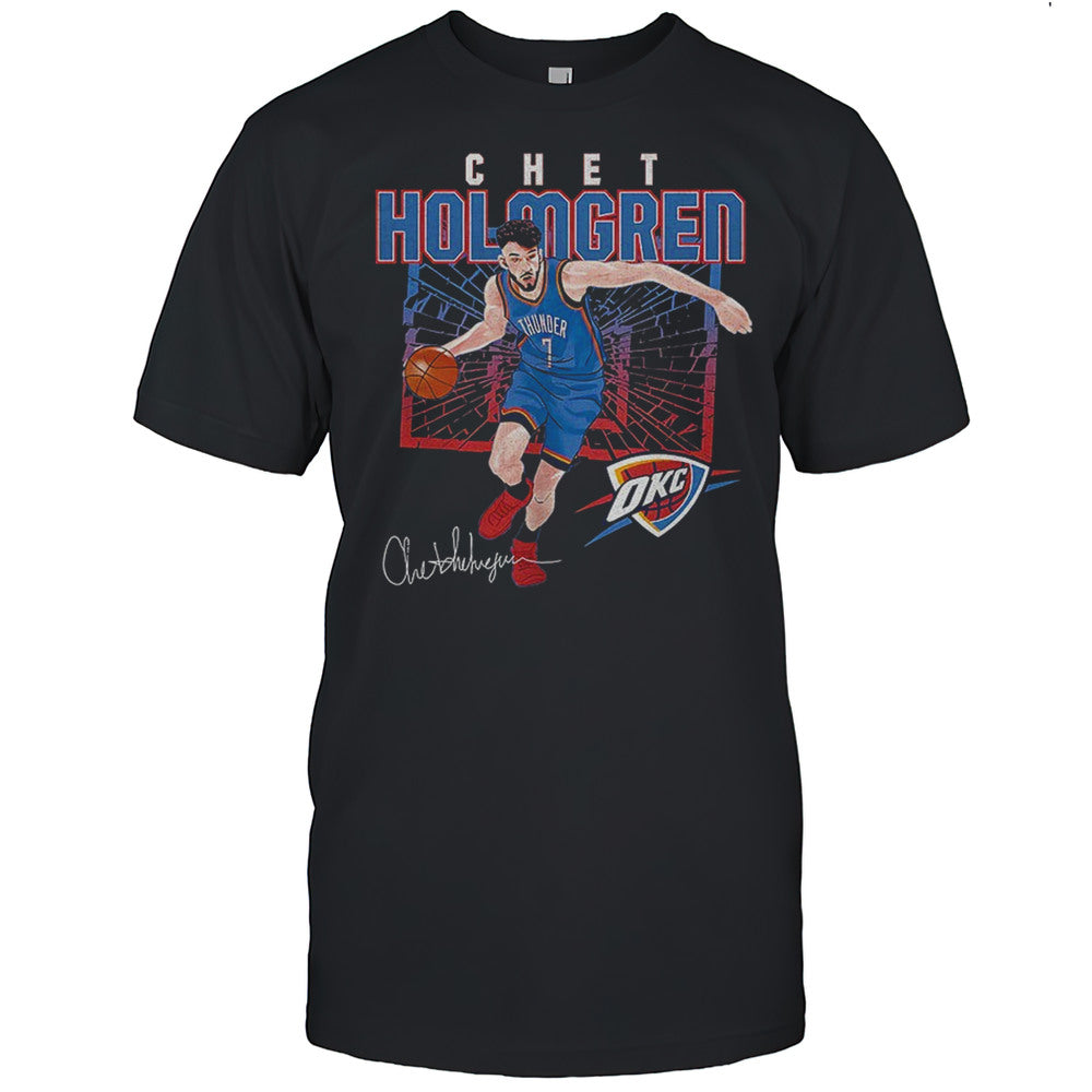 Chet Holmgren Oklahoma City Thunder MLB Basketball Player Shattered Signature Shirt