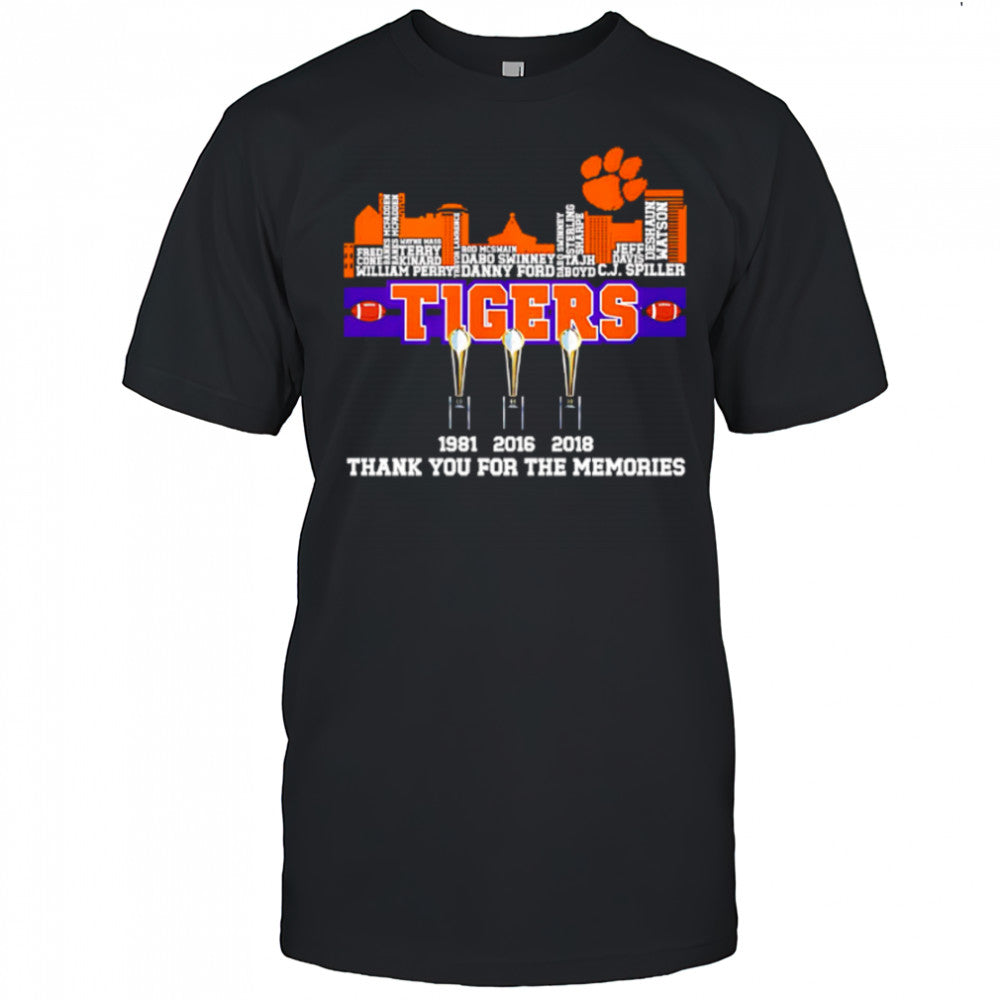 Clemson Tigers 1981 2016 2018 Champions Thank You For The Memories shirt