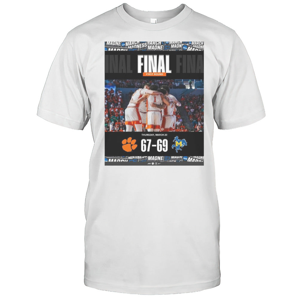Clemson Tigers Vs McNeese State Cowboys Final First Round 67 69 Thursday March 20 2025 T shirt