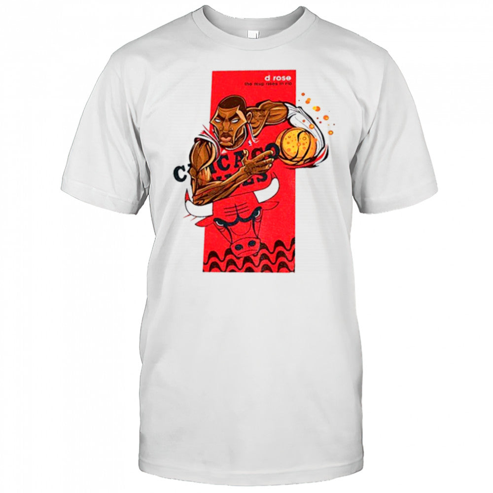 Derrick Rose Chicago Bulls NBA Basketball cartoon the MVP rises in rio shirt