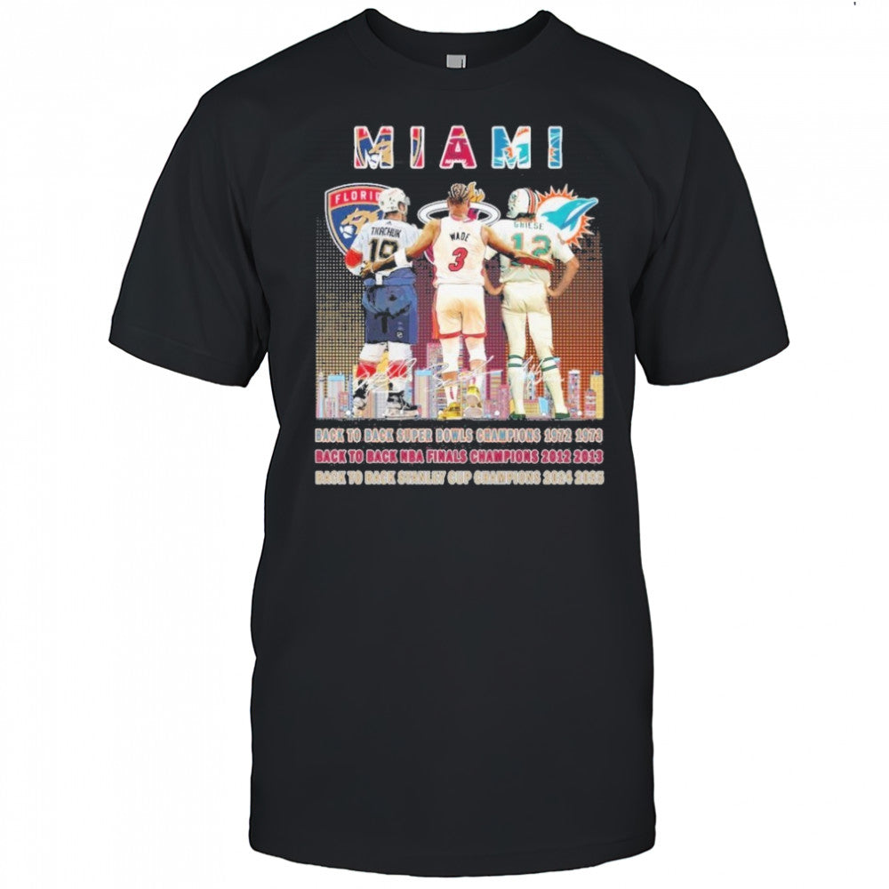 Florida Panthers x Miami Heat x Miami Dolphins Signature Unisex T Shirt