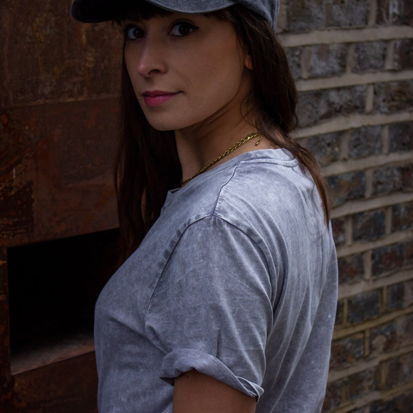 Stonewashed Grey T-shirt, Minimalist Organic Cotton Tee, Casual Women's Tshirt, Unisex Vegan Top