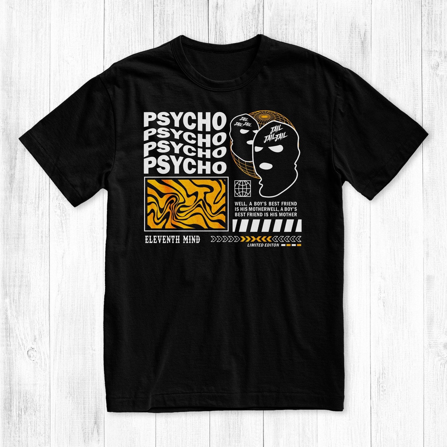 Psycho T-Shirt, Eleventh Mind Graphic Tee, Streetwear Brand, Trippy T-Shirts