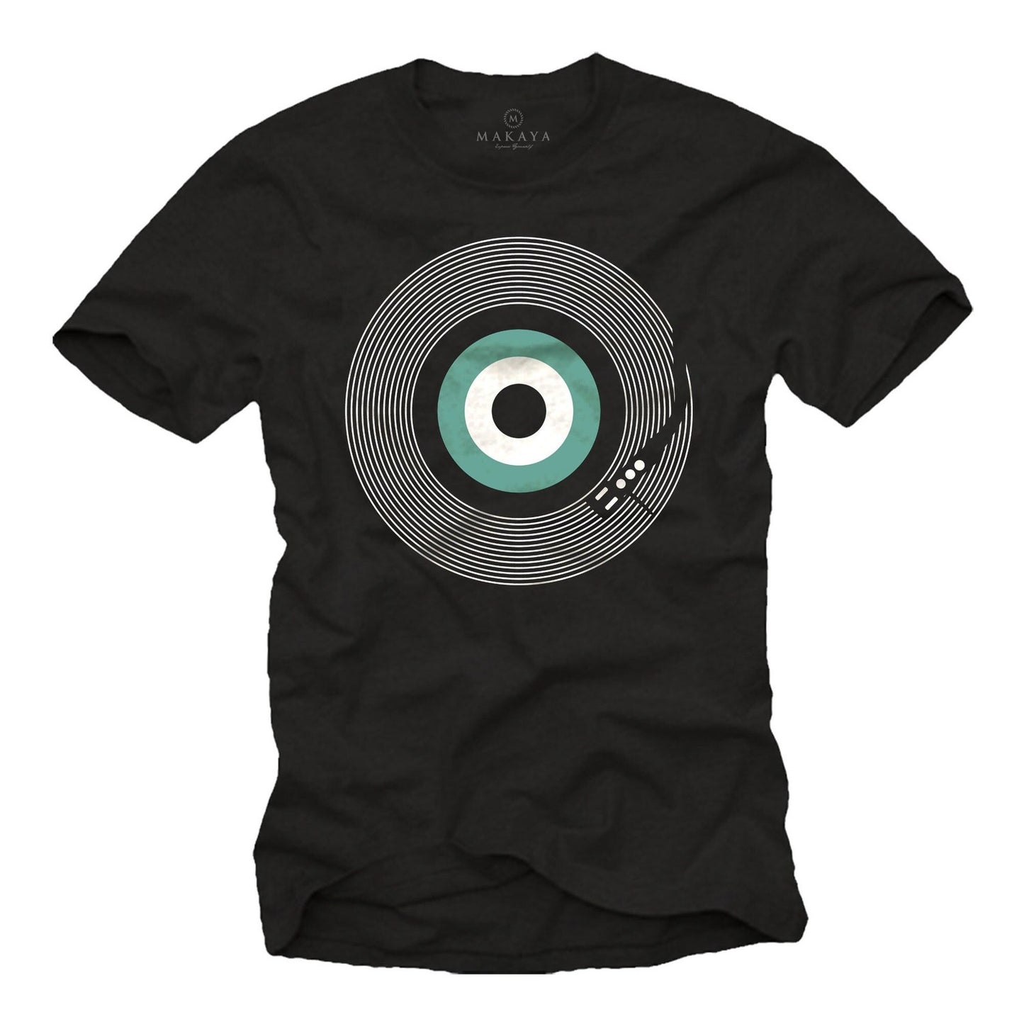 T-Shirt Men with Print Vinyl Print Retro Hip Hop DJ Motif Music Gifts for Men Boys Teenagers