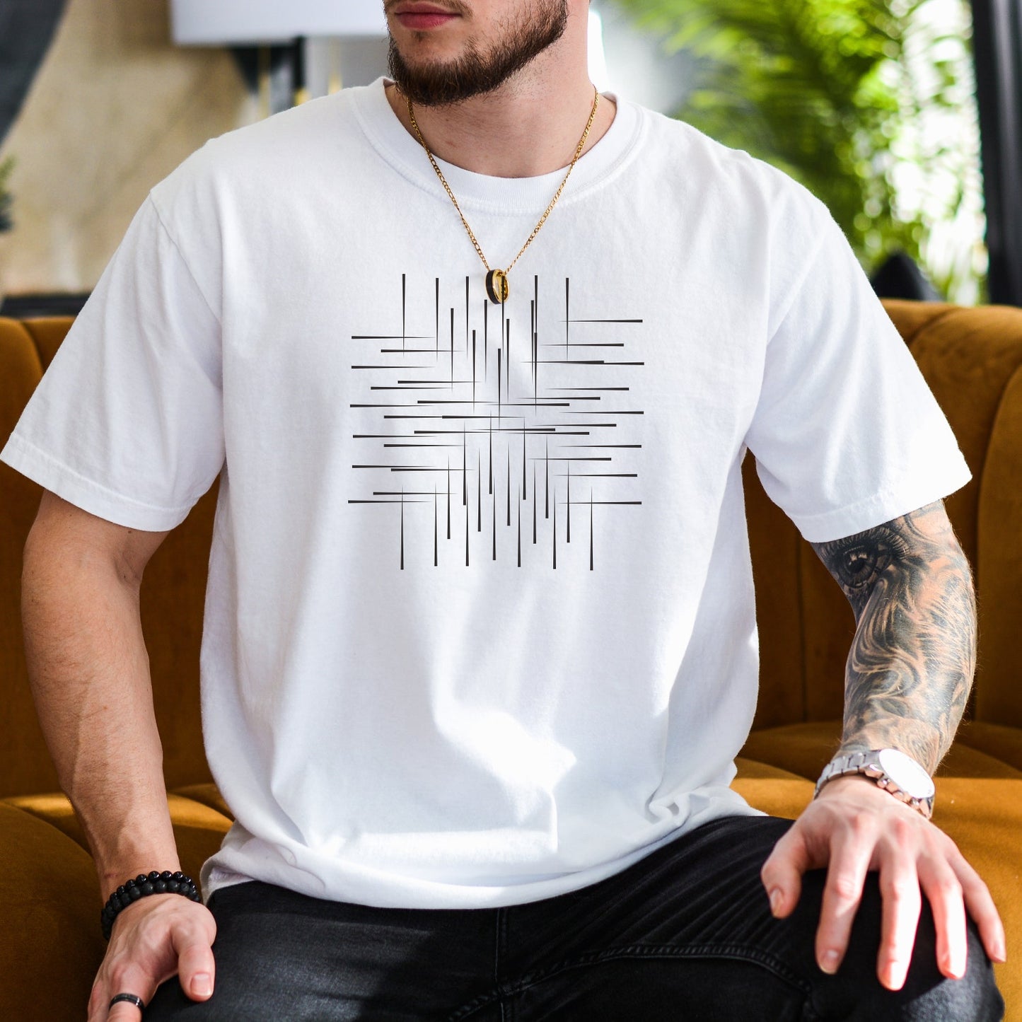 Abstract Line Art Tee - Modern Minimalist T-Shirt - Geometric Design Casual Shirt - Urban Streetwear - Artistic Graphic Top