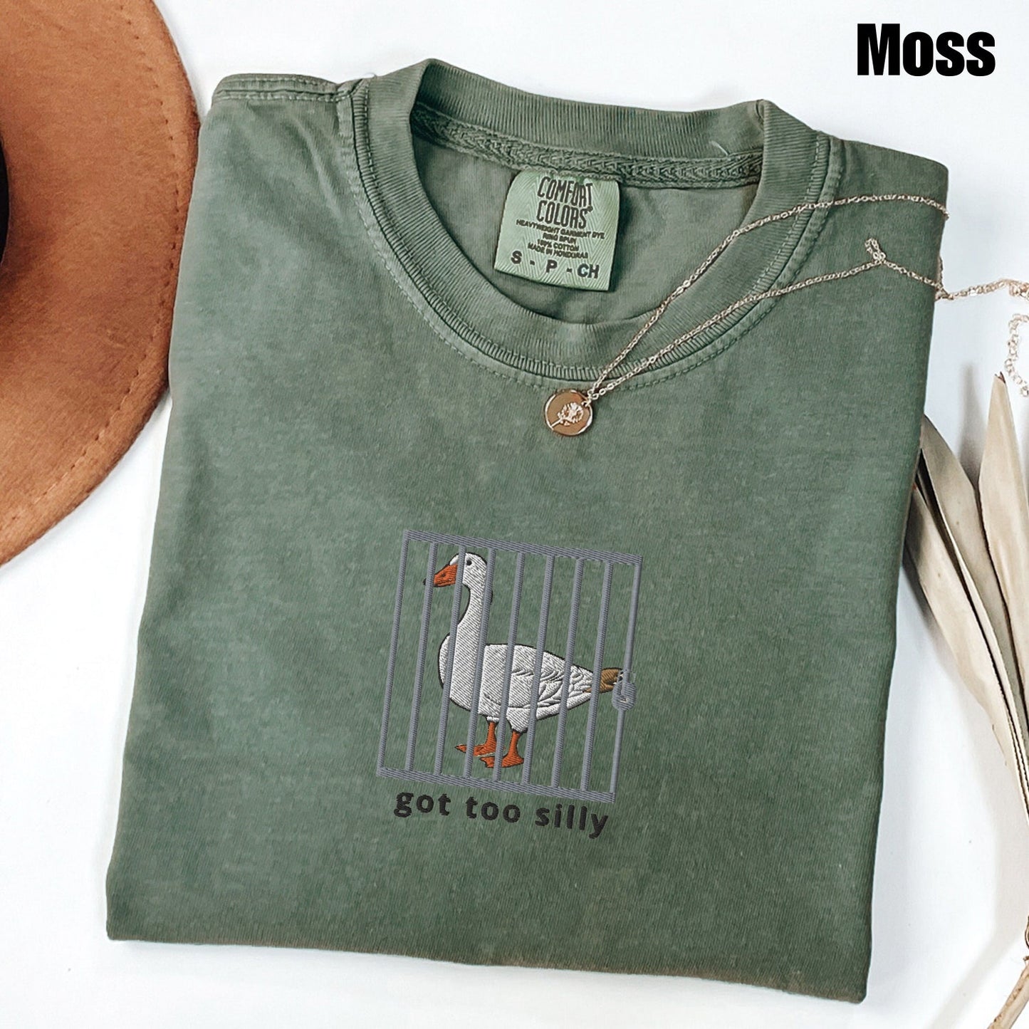 Embroidered Silly Goose Comfort Colors® Shirt | Got too silly Embroidered Shirt | Goose Tee | Silly Goose Shirt | Funny Shirt Gift