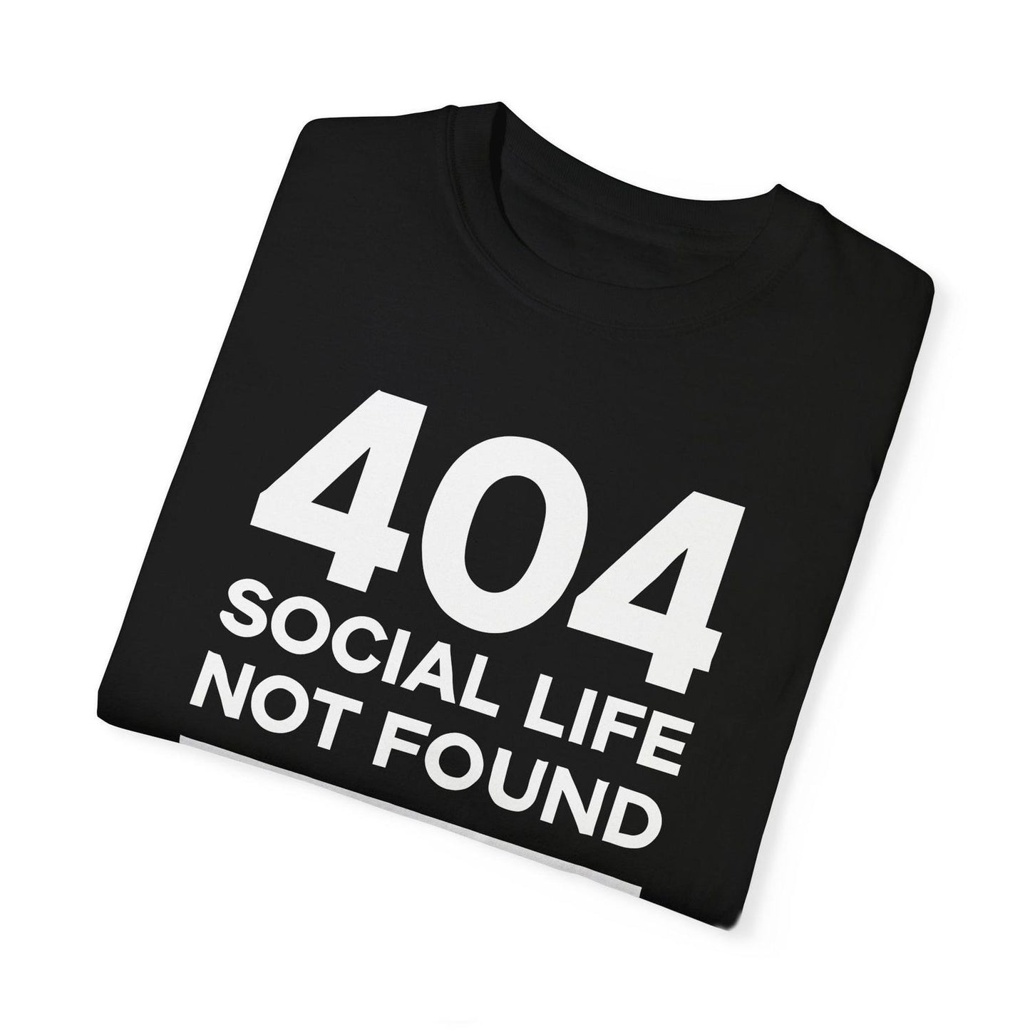 404: Social Life Not Found Minimalist T-Shirt, Black White