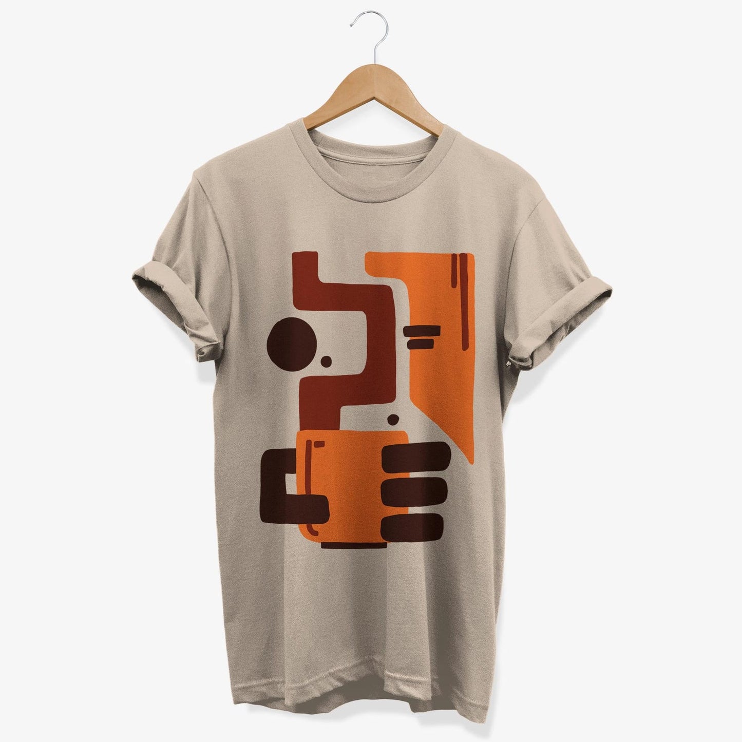 Abstract Coffee Cup T-shirt: Minimalist Geometric Art Graphic Tee