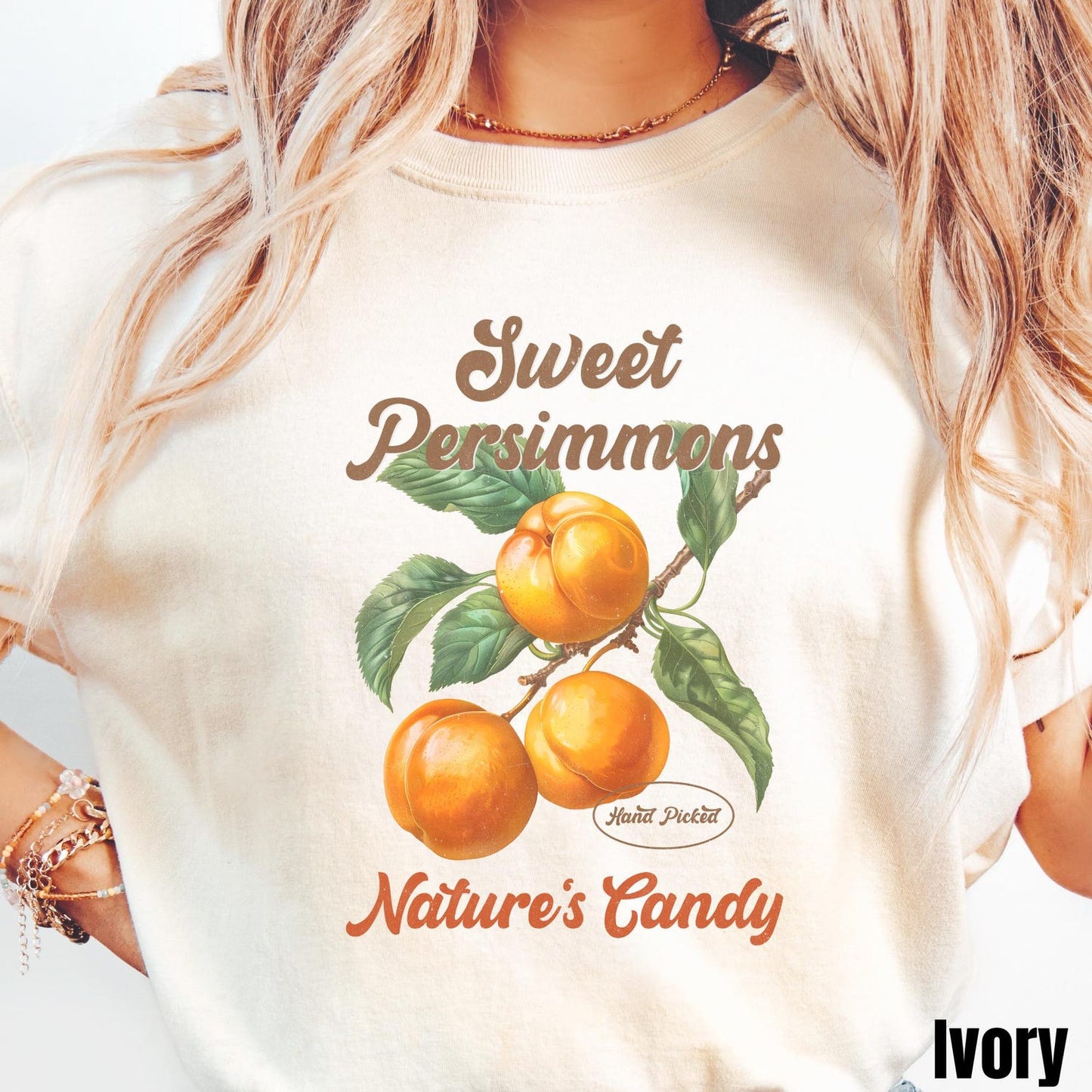 Retro Persimmon Shirt, Comfort Colors Fruit Shirt, Exotic Summer Fruit Lover Farmers Market Tropical Shirt