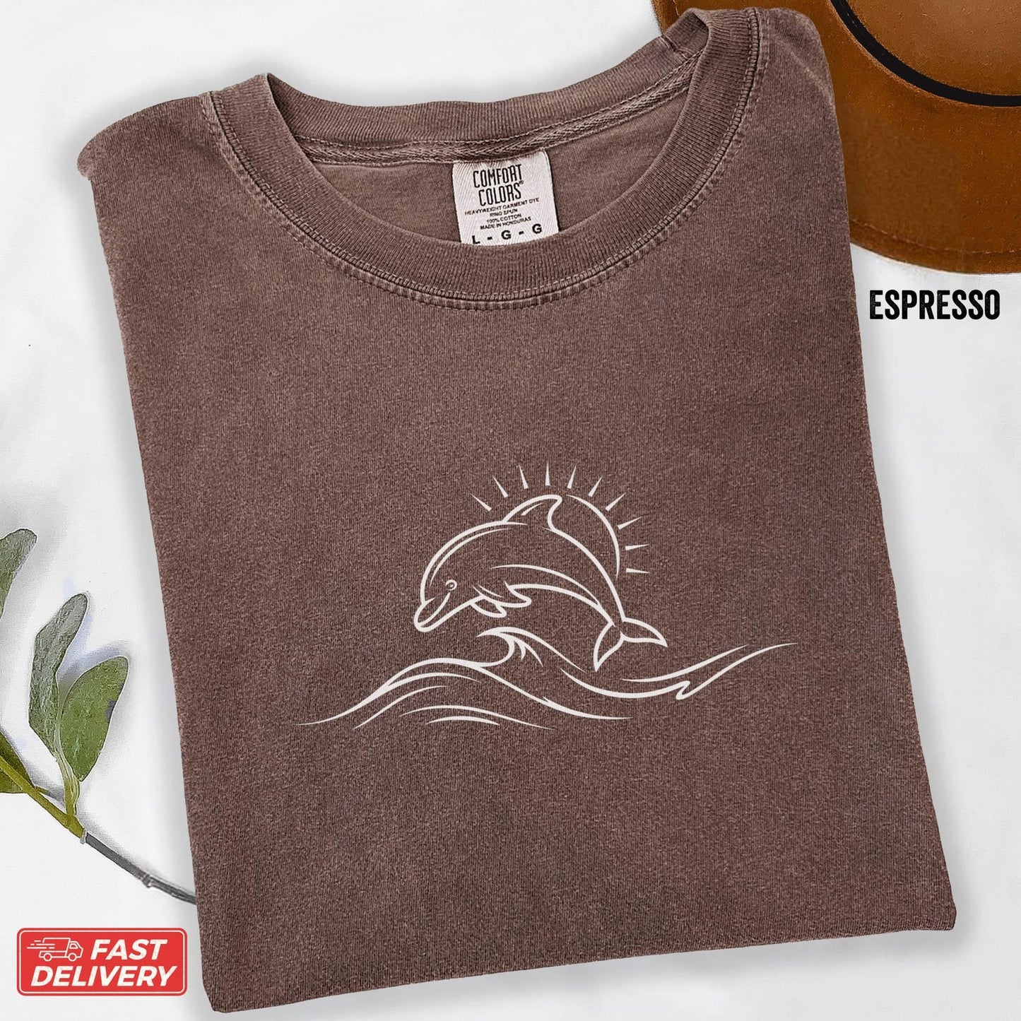 Comfort Colors Dolphin T-Shirt: Minimalist Ocean Line Art Tee
