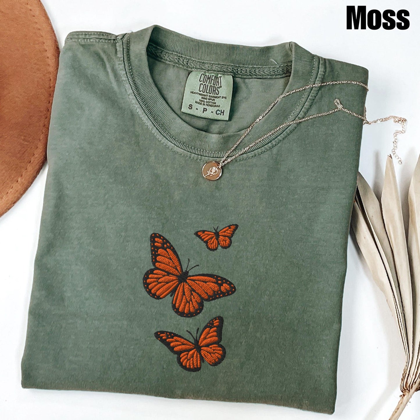 Butterfly Comfort Colors® Tee, Embroidered Butterfly Shirt, Minimalist Shirt, Embroidered Tee, Embroidered Shirt, Custom Shirt, Retro Shirt