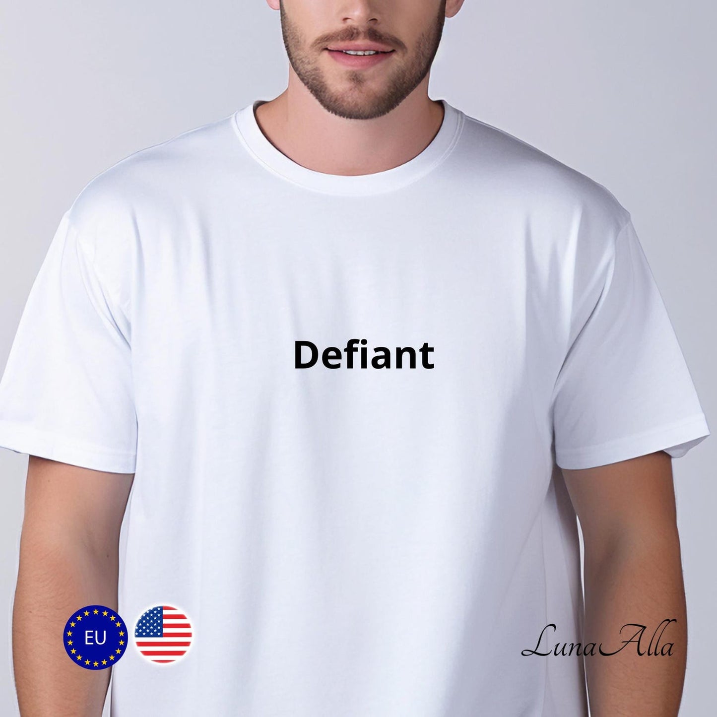 Defiant T-Shirt, One Word Statement Tee for Rebels Free Spirits, Bold Minimalist Typography Shirt, Unisex Gift with Attitude