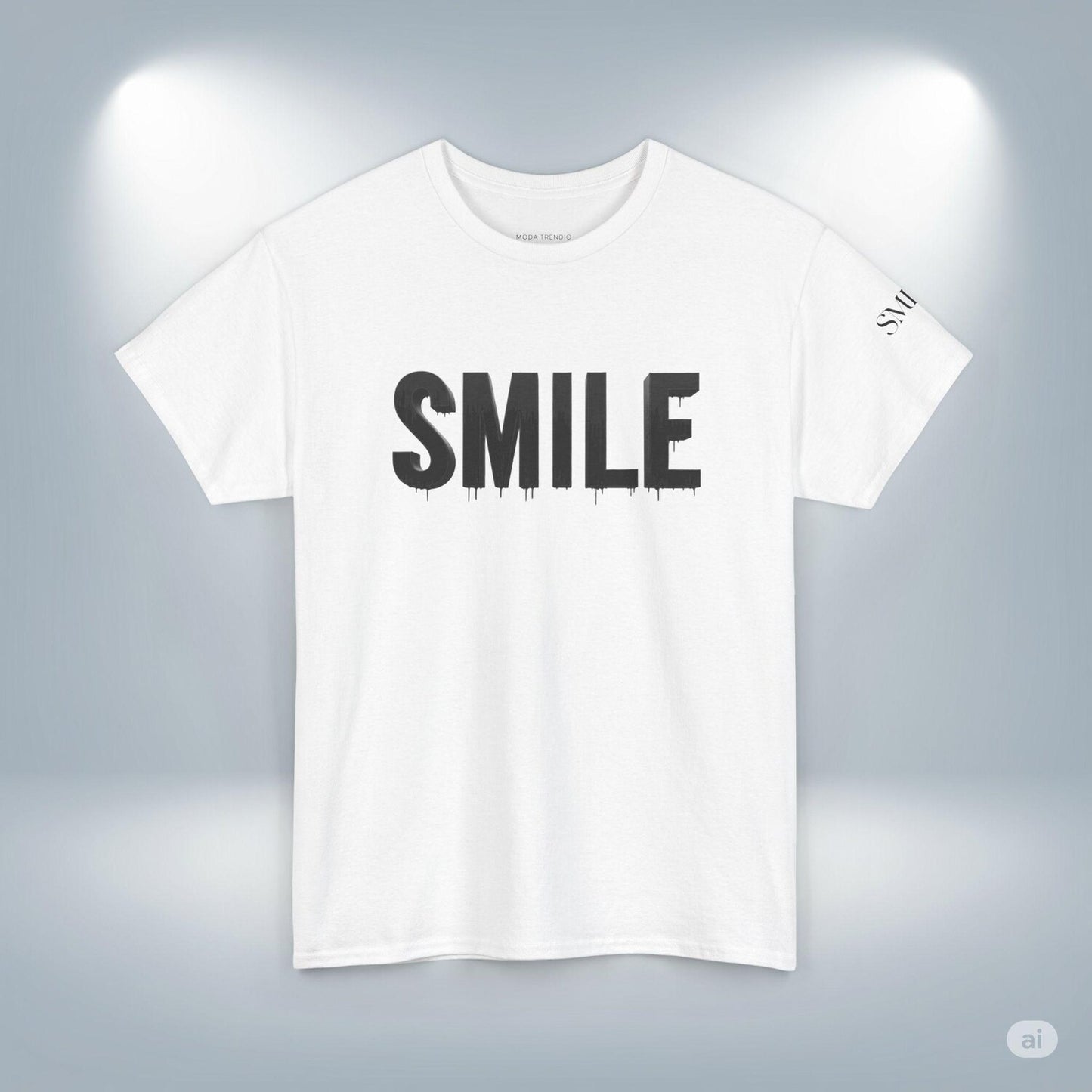 Smile Typography Graphic Tee, Minimalist Positive Vibes T-Shirt, Everyday Casual Wear