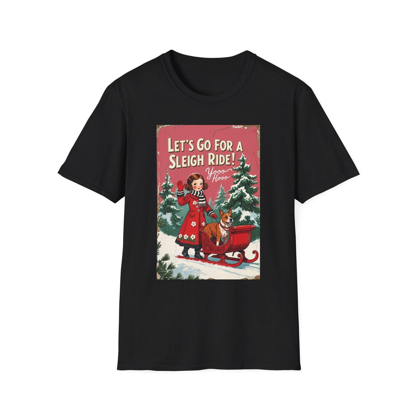 Vintage Sleigh Ride Christmas T-Shirt: Festive Winter Graphic Tee