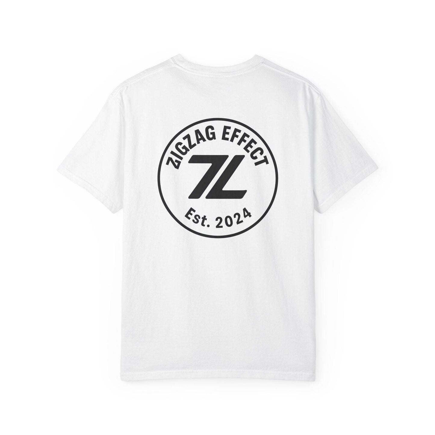 ZigZag Effect Tee | Minimal Streetwear T-Shirt | Logo Chest & Circle Back Print | Unisex Comfort Colors 1717