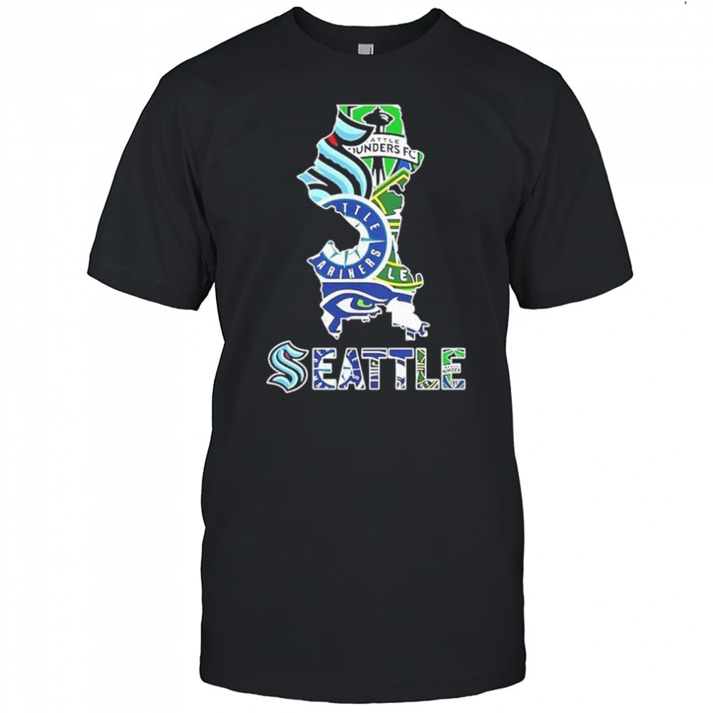Seattle Sports Team Map Logo 2025 Shirt